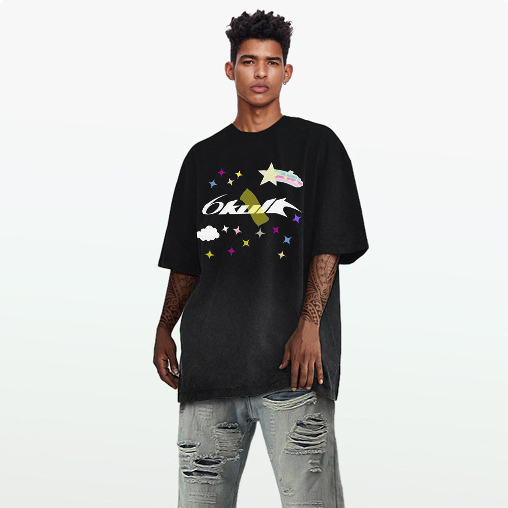6Kull Star Plan Rainbow Washed T-Shirt