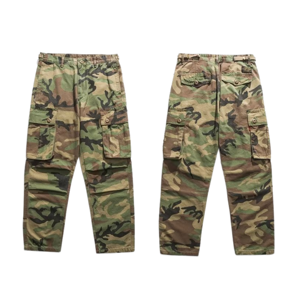 Casual Straight-Leg Loose Camouflage Cargo Pants