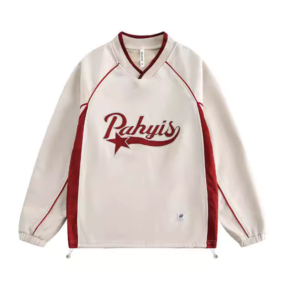 Japanese Suede Color Block Patch Sweatshirt