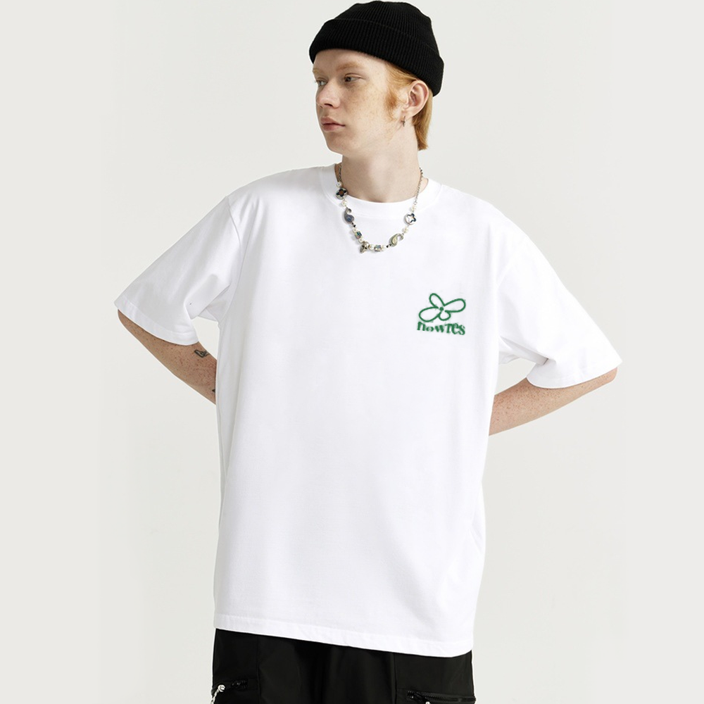 Chic Green Line Flower T-Shirt