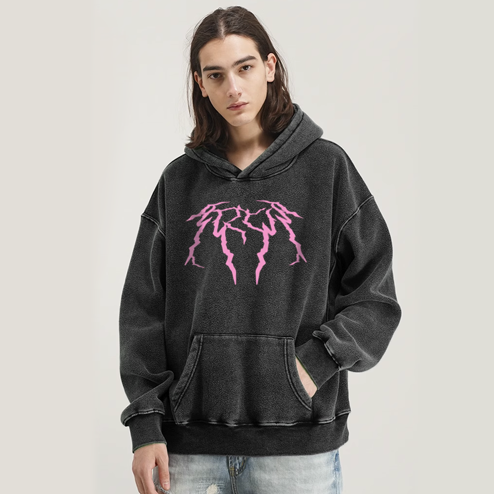 Japanese lightning Cross Washed Hoodie
