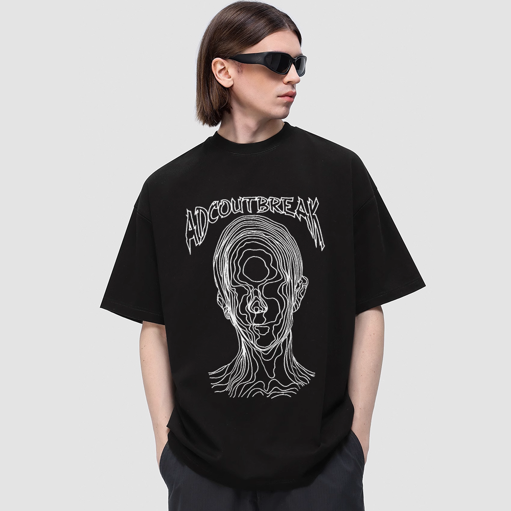 Line Face Letters T-Shirt