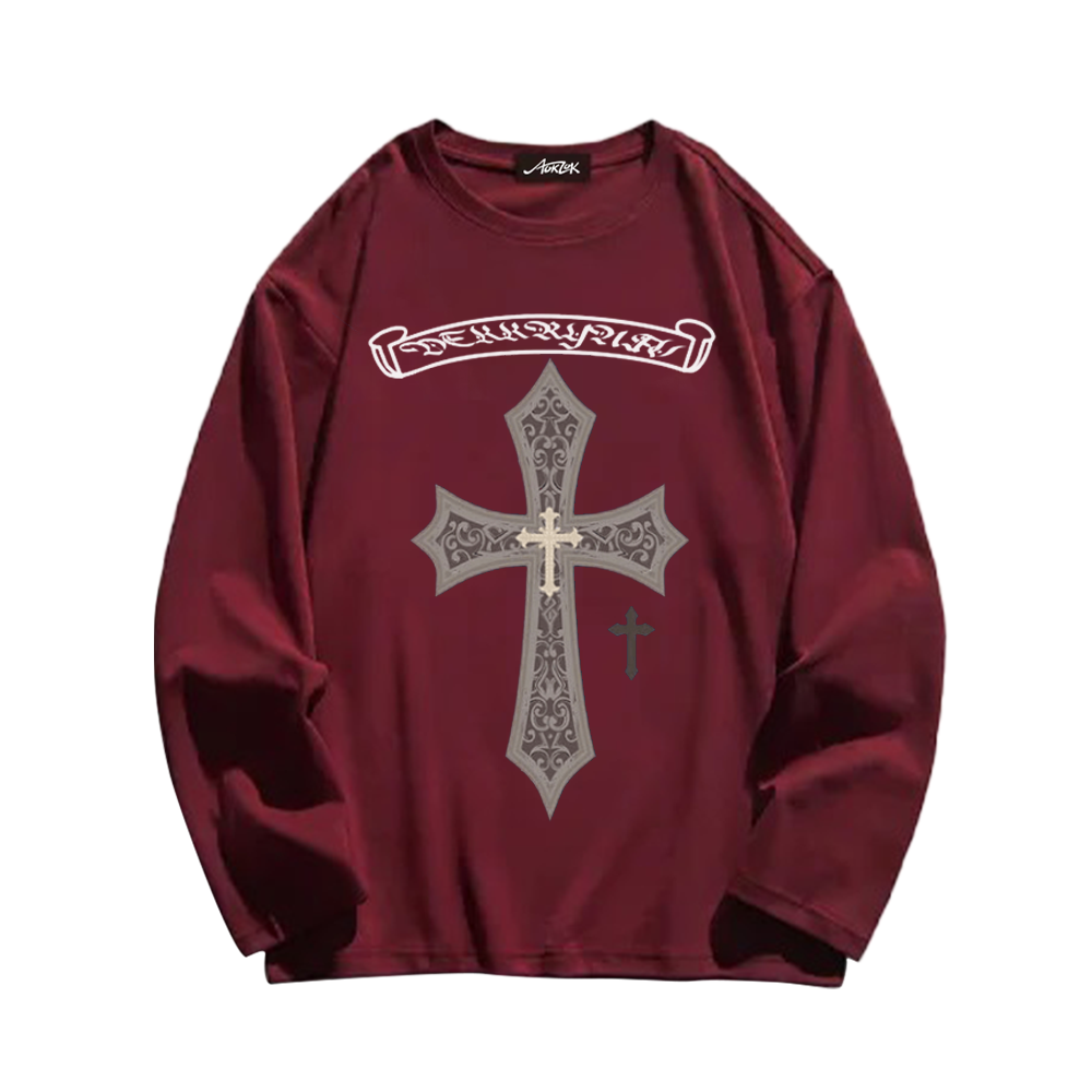 Cross Letter Long Sleeve Shirt