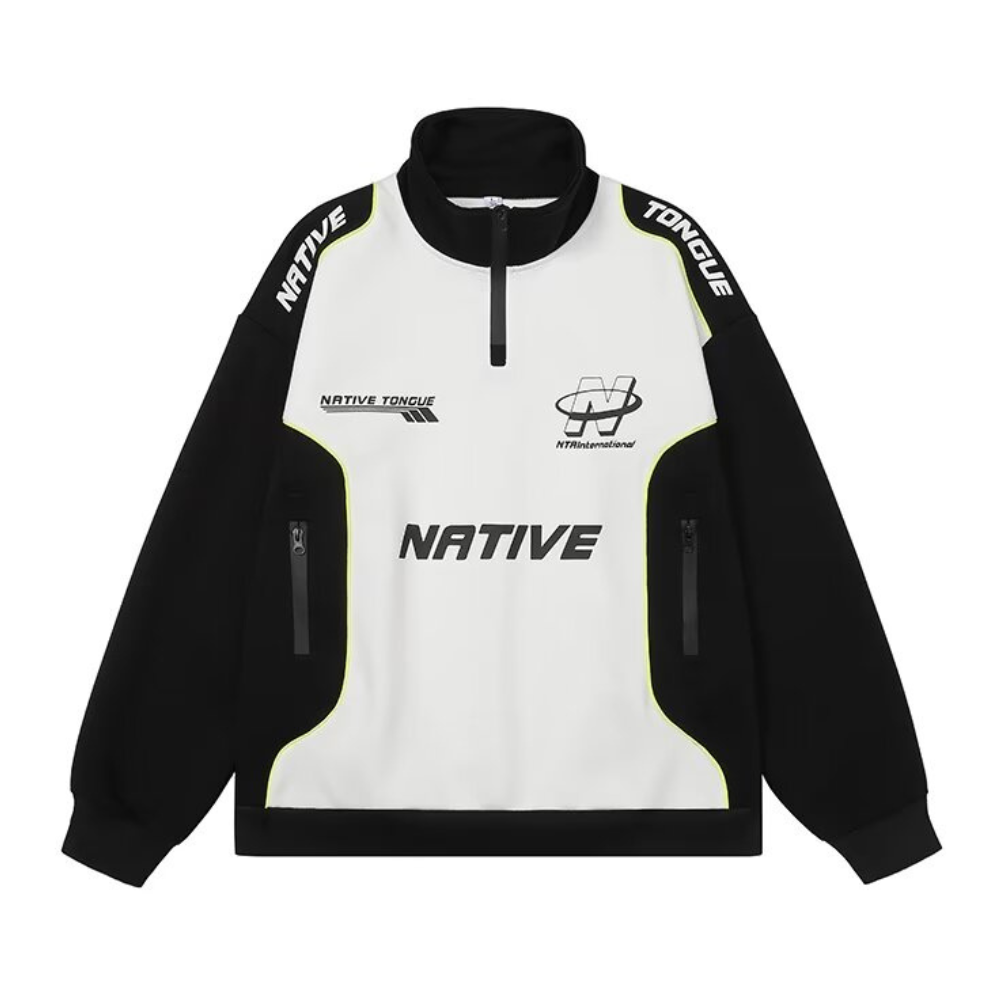 High Street Zipper Reflective Strip Sweatshirt