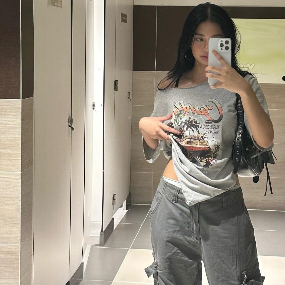 Vintage Landscape Print T-shirt