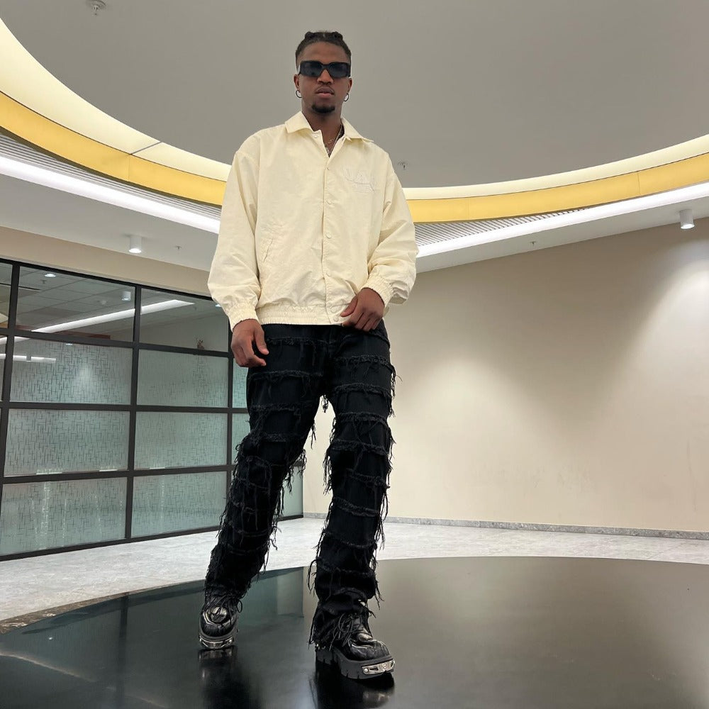 DF |American Black Destroy Washed Stacked Jeans