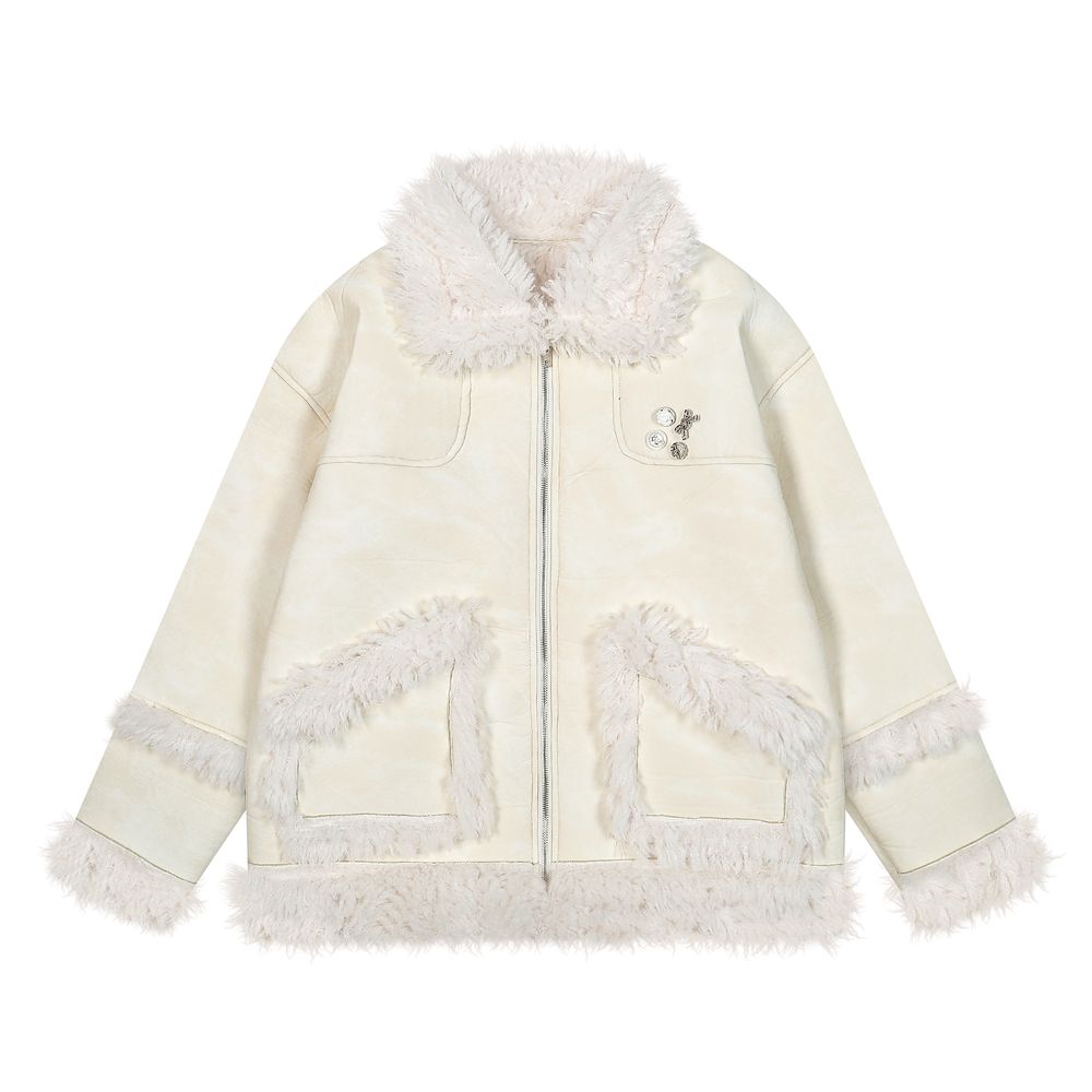 【NOW TREND】Retro Suede Fur Collar Coat