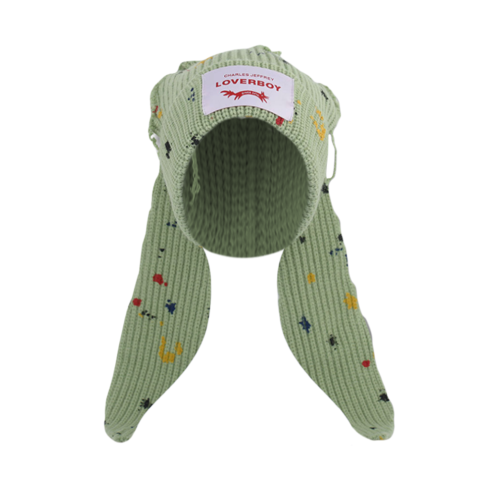 Upgraded Graffiti Wool Hat Rabbit Ears Knitted Hat