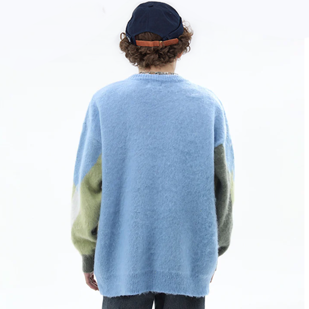 OOC' Cute Cat Color Block Sweater