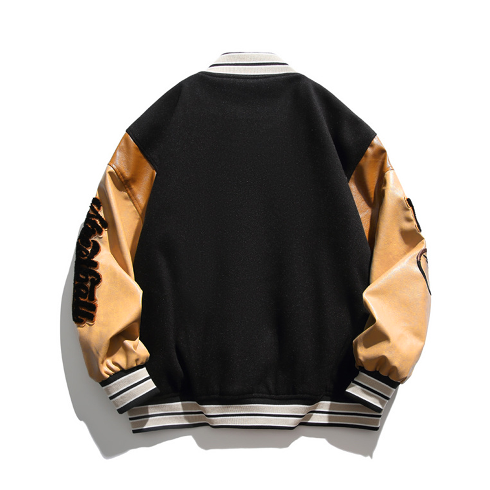 Flocked Jacquard Contrast Varsity Jacket