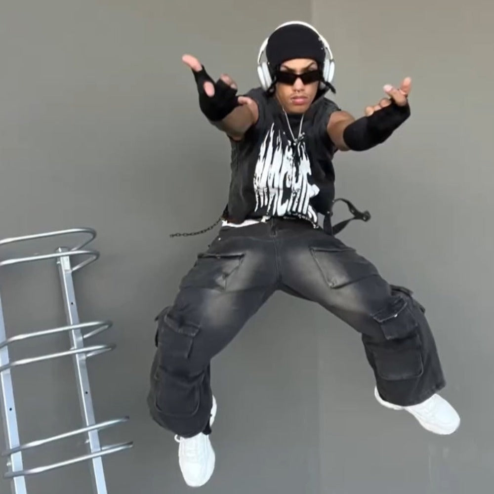 BAGGOUT Multi Pockets Baggy Cargo Jeans