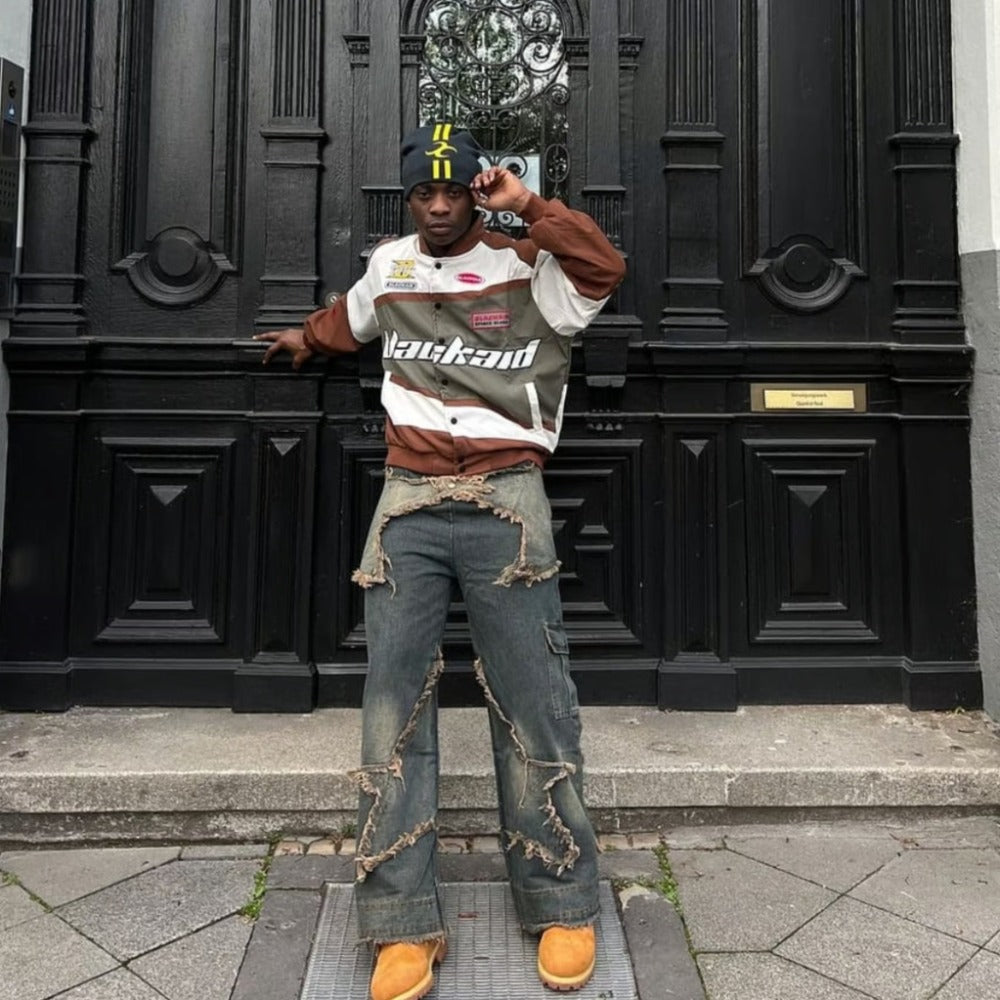 Vintage Street BlackAir Motorcycle Varsity Jacket