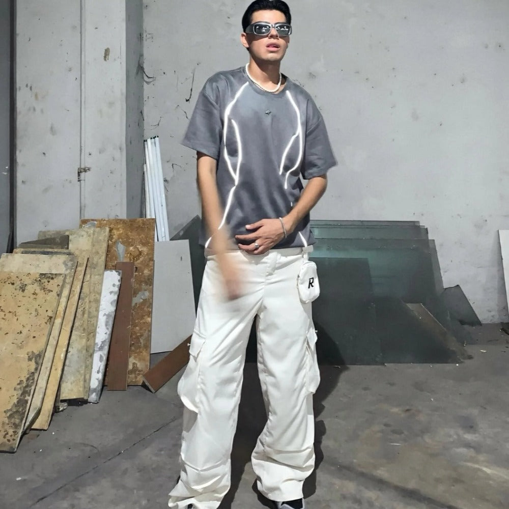 Retro Reflective Strip Star Suede T-shirt