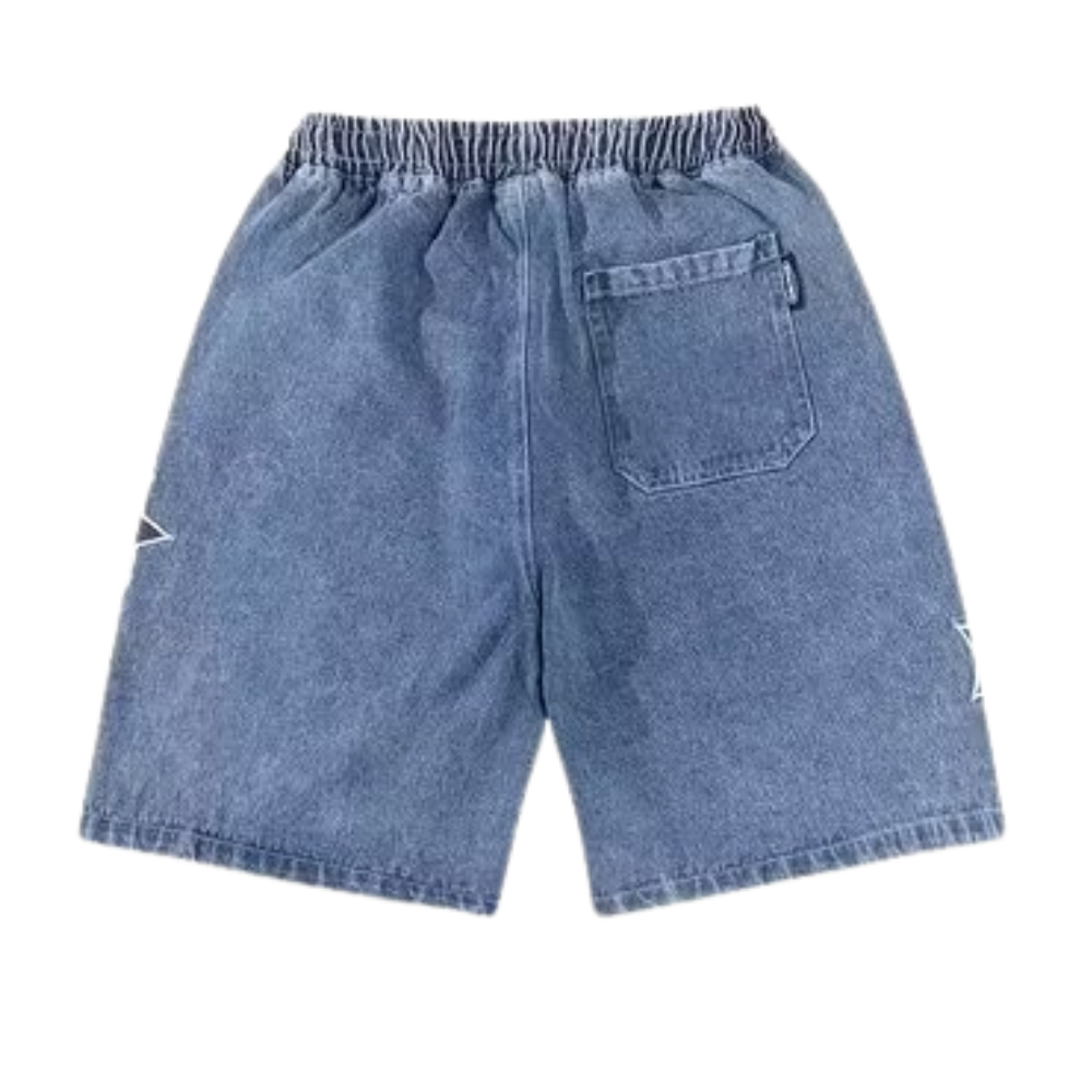 Star Drawstring Denim Shorts