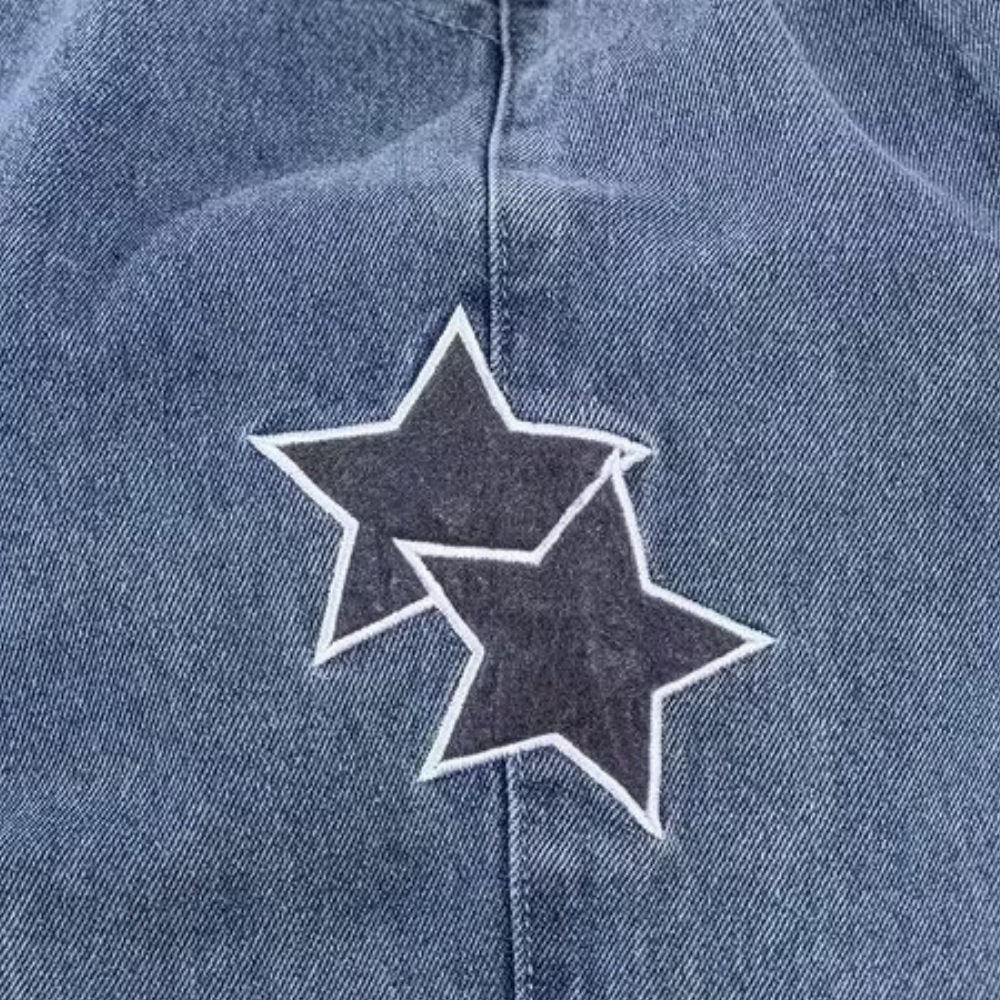 Star Drawstring Denim Shorts