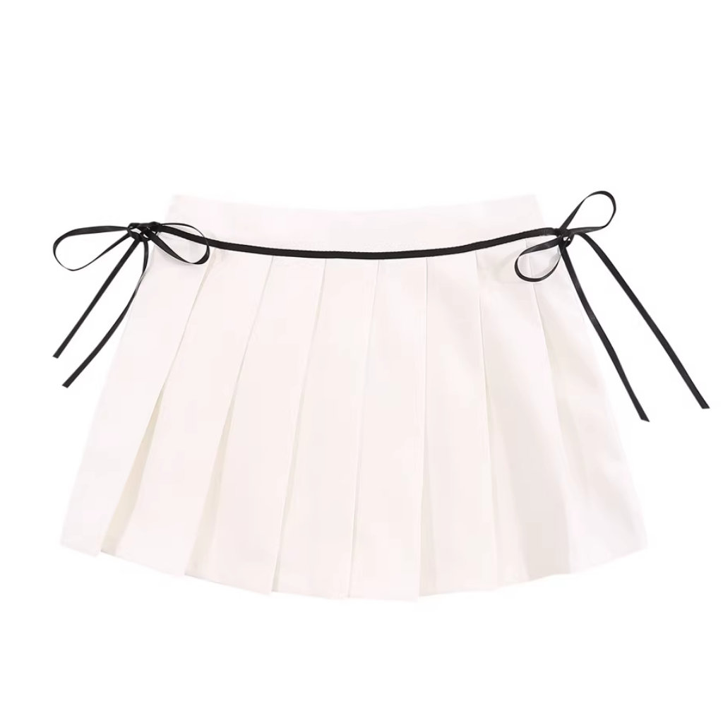 Women's High Waist Bow Pleated Skirt