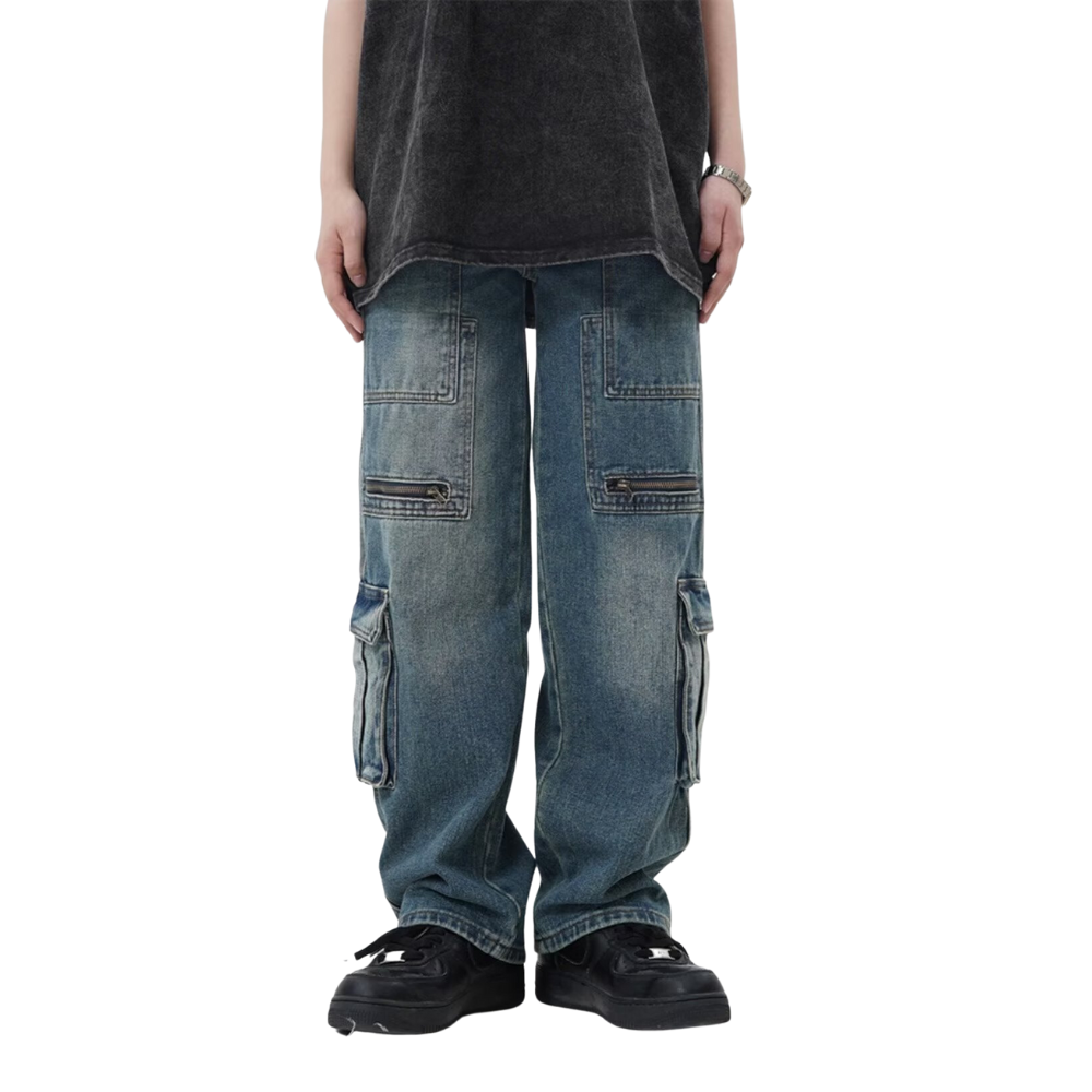 Urban Minimalist Multi-Pocket Jeans