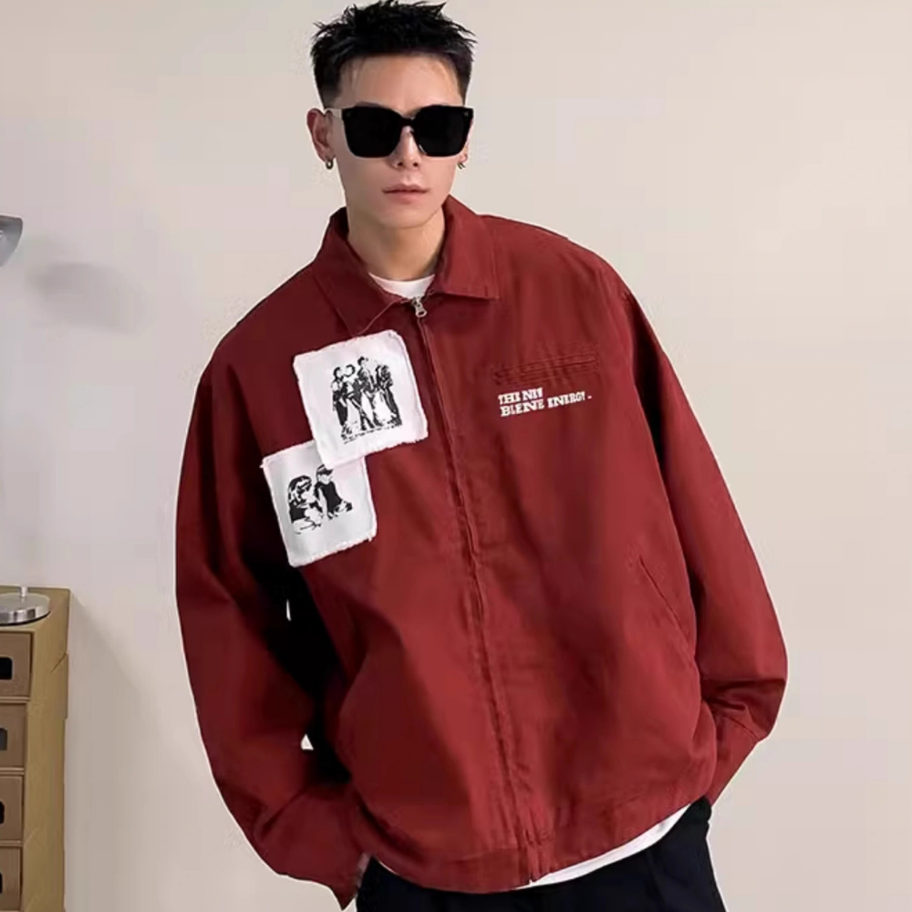 Vintage Streetwear Lapel Patch Jacket