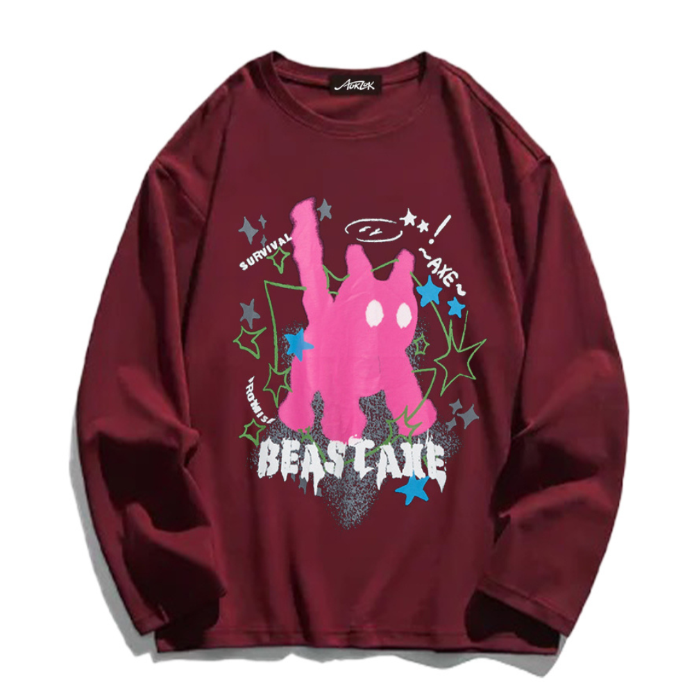 Abstract Kitten Long Sleeve Shirt