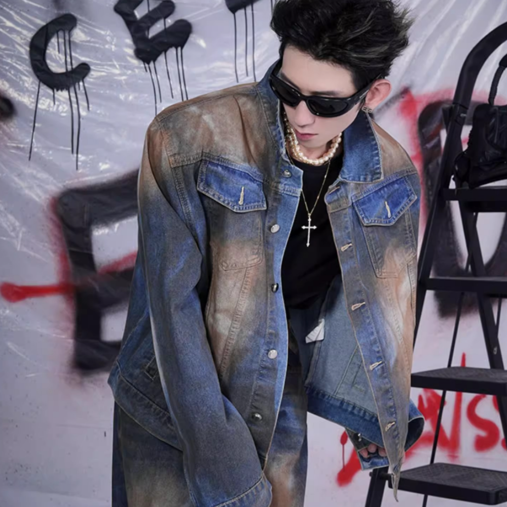 Old School Distressed Denim Jacket