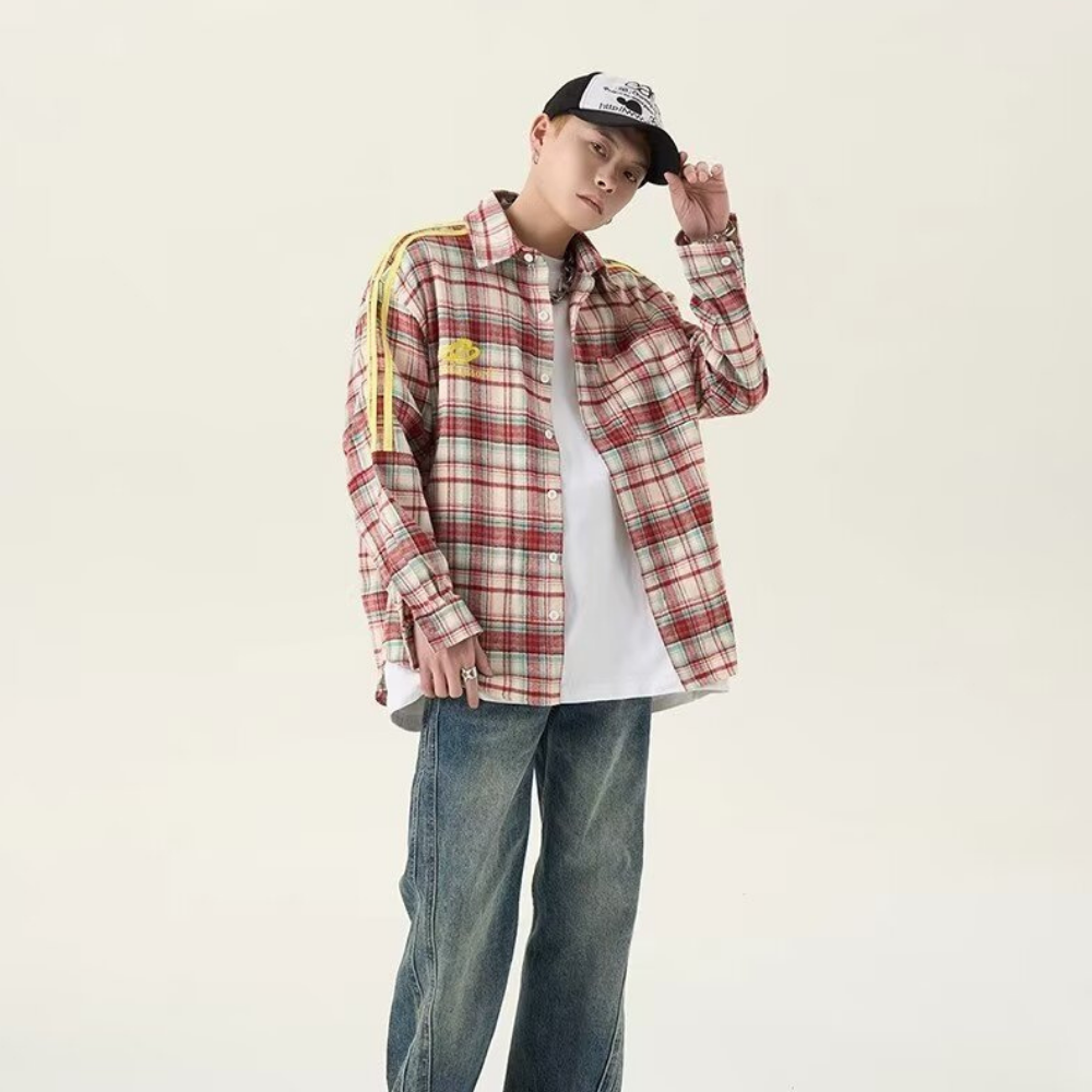 Sports Raglan Plaid Shirt