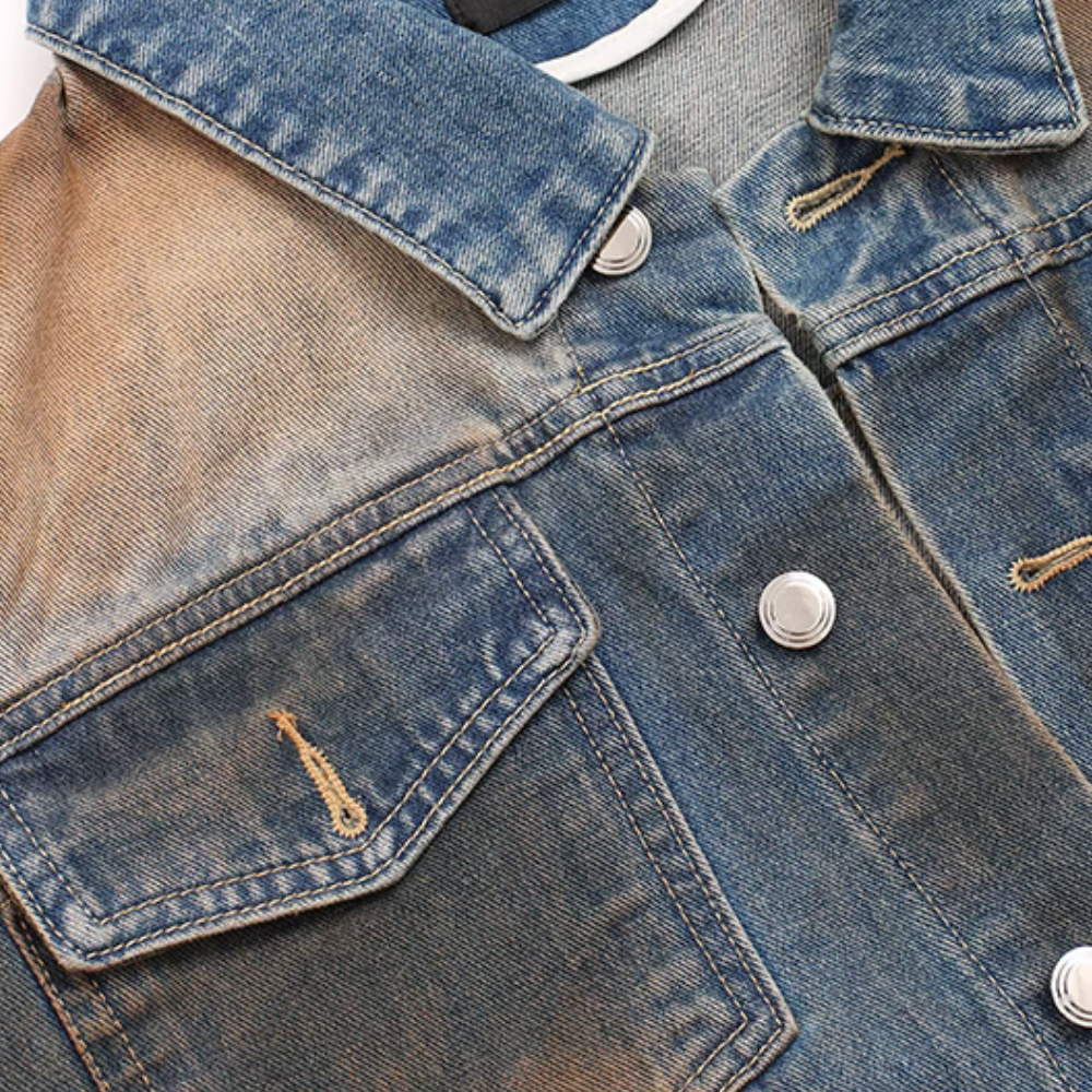 Old School Distressed Denim Jacket