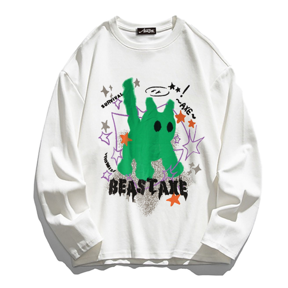 Abstract Kitten Long Sleeve Shirt