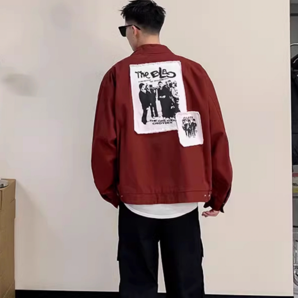 Vintage Streetwear Lapel Patch Jacket