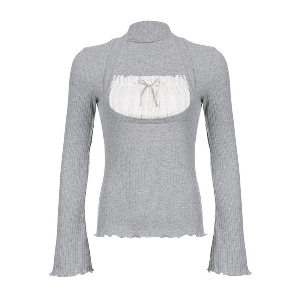 Women's Square Neck Panel Long Sleeve