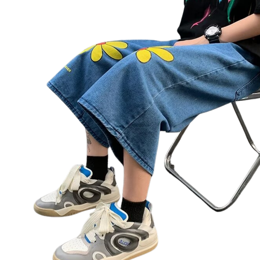 Japanese Flower Embroidered Shorts