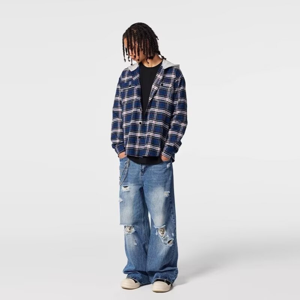 Street Check Hooded Shirt