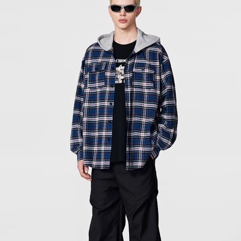Street Check Hooded Shirt