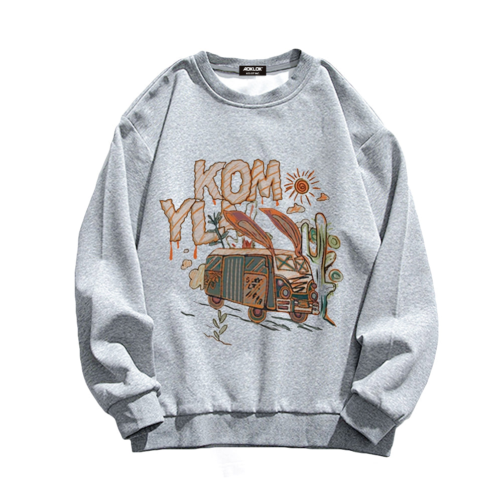 Casual Cartoon Car Sweatshirt
