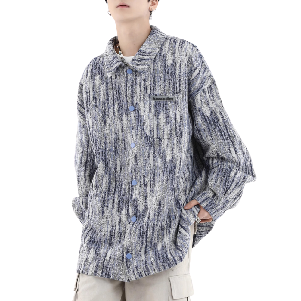Gradient Textured Tie-Dye Denim Shirt