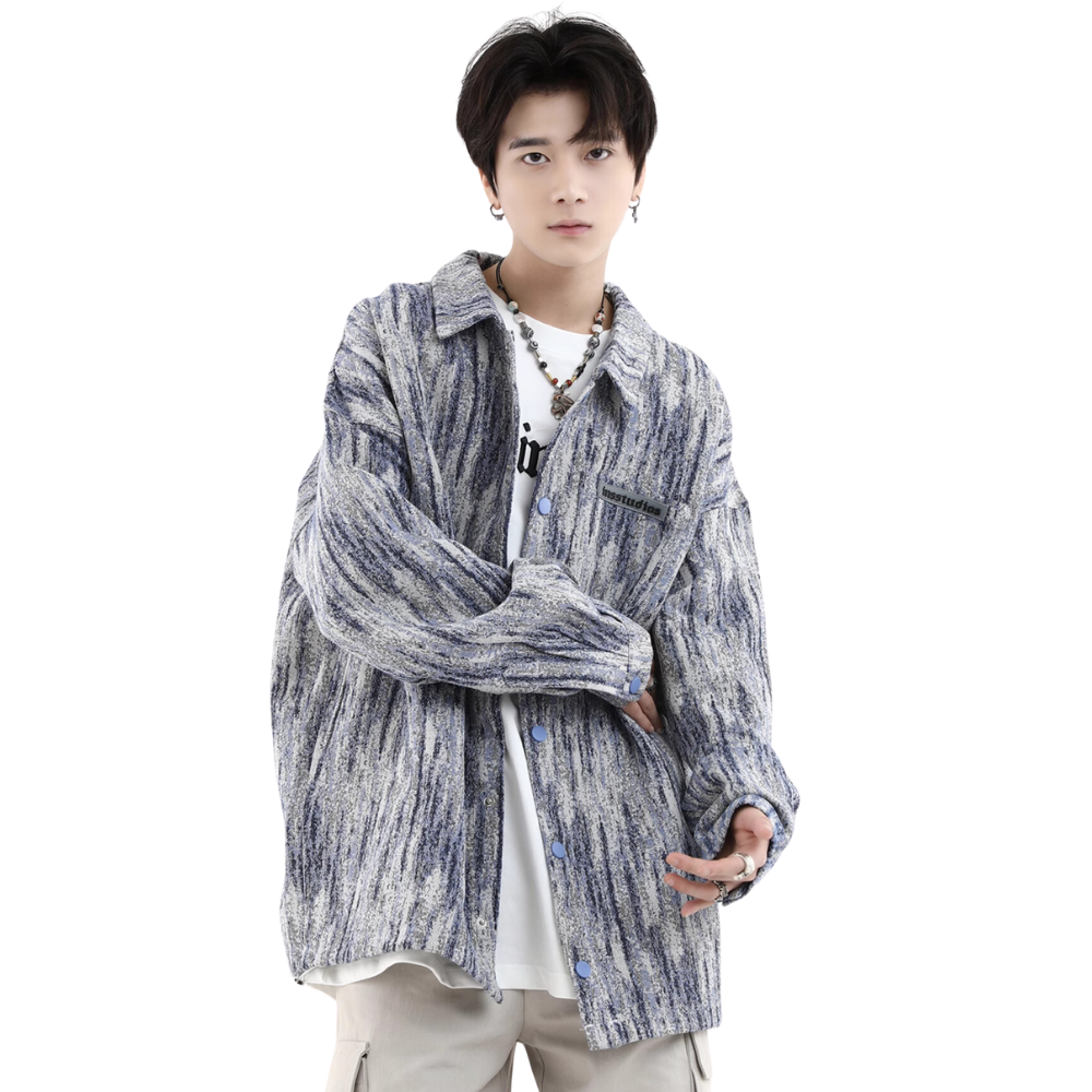 Gradient Textured Tie-Dye Denim Shirt