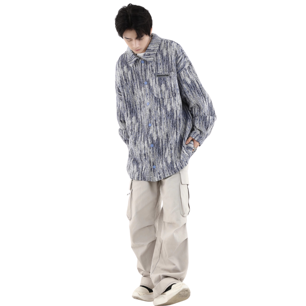 Gradient Textured Tie-Dye Denim Shirt