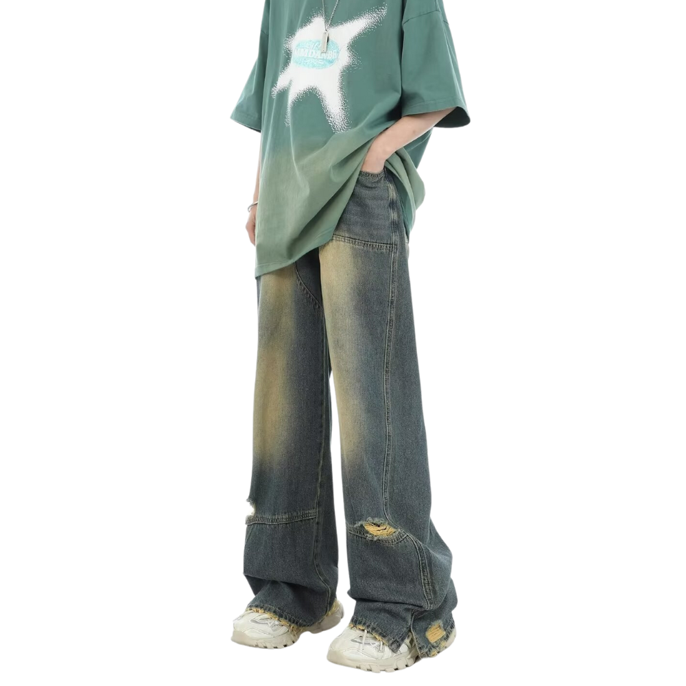 Vintage Artistic Distressed Ripped Jeans