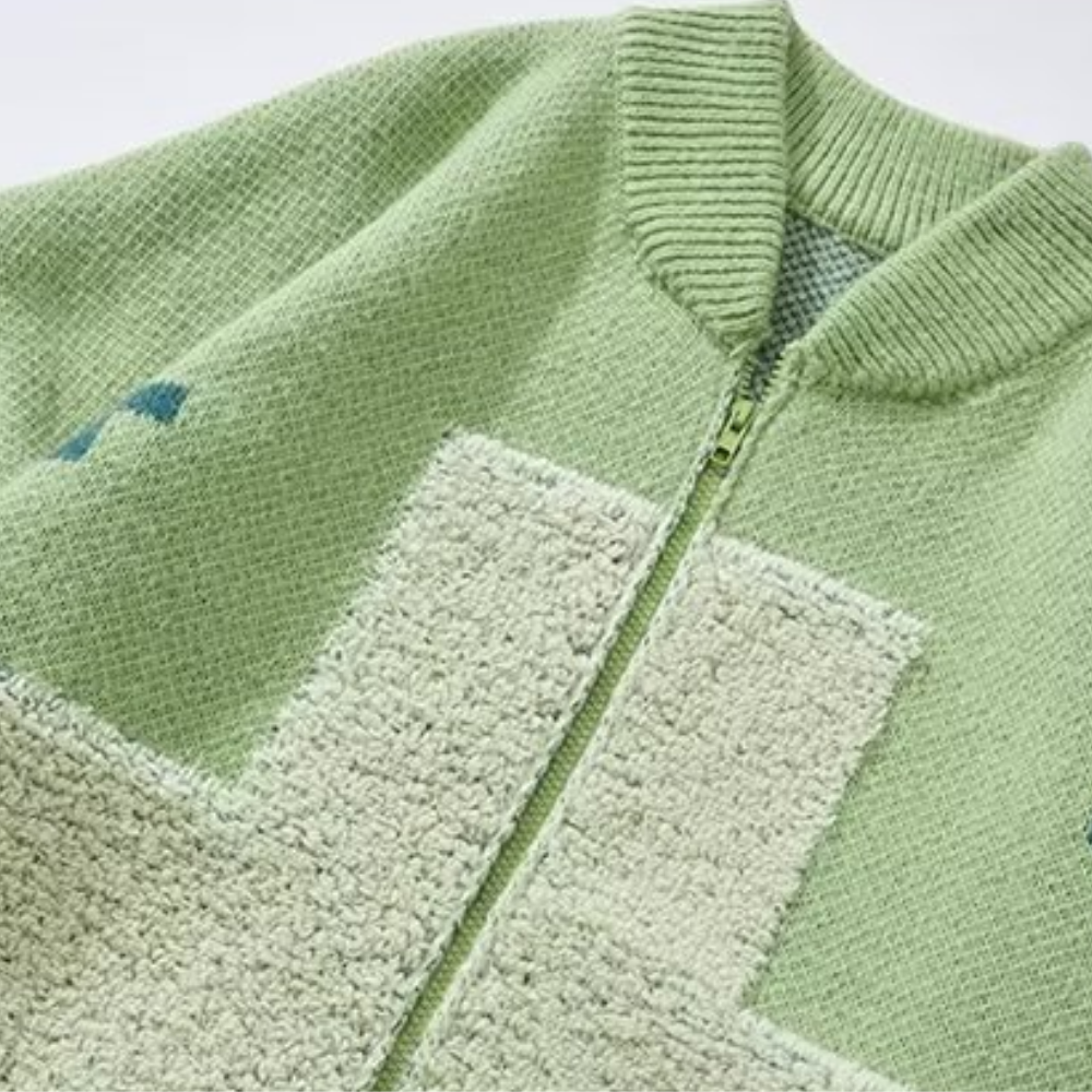 Hip Hop Cross Flocked Knitted Cardigan