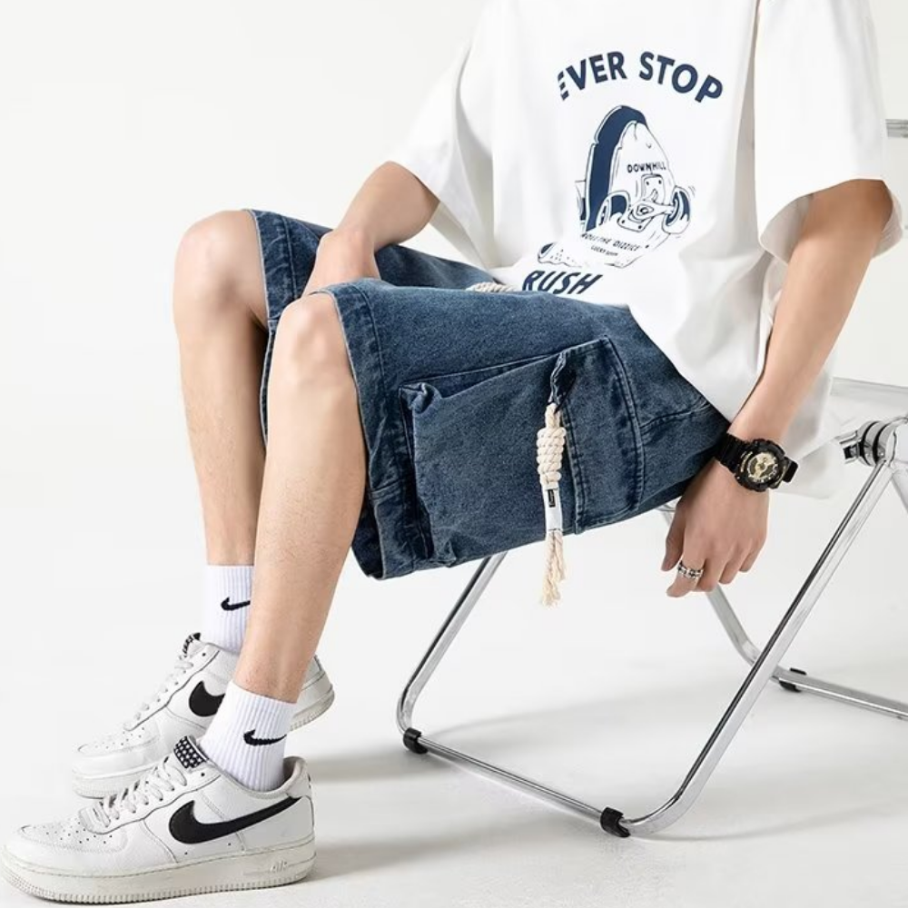 Urban Solid Drawstring Cargo Shorts