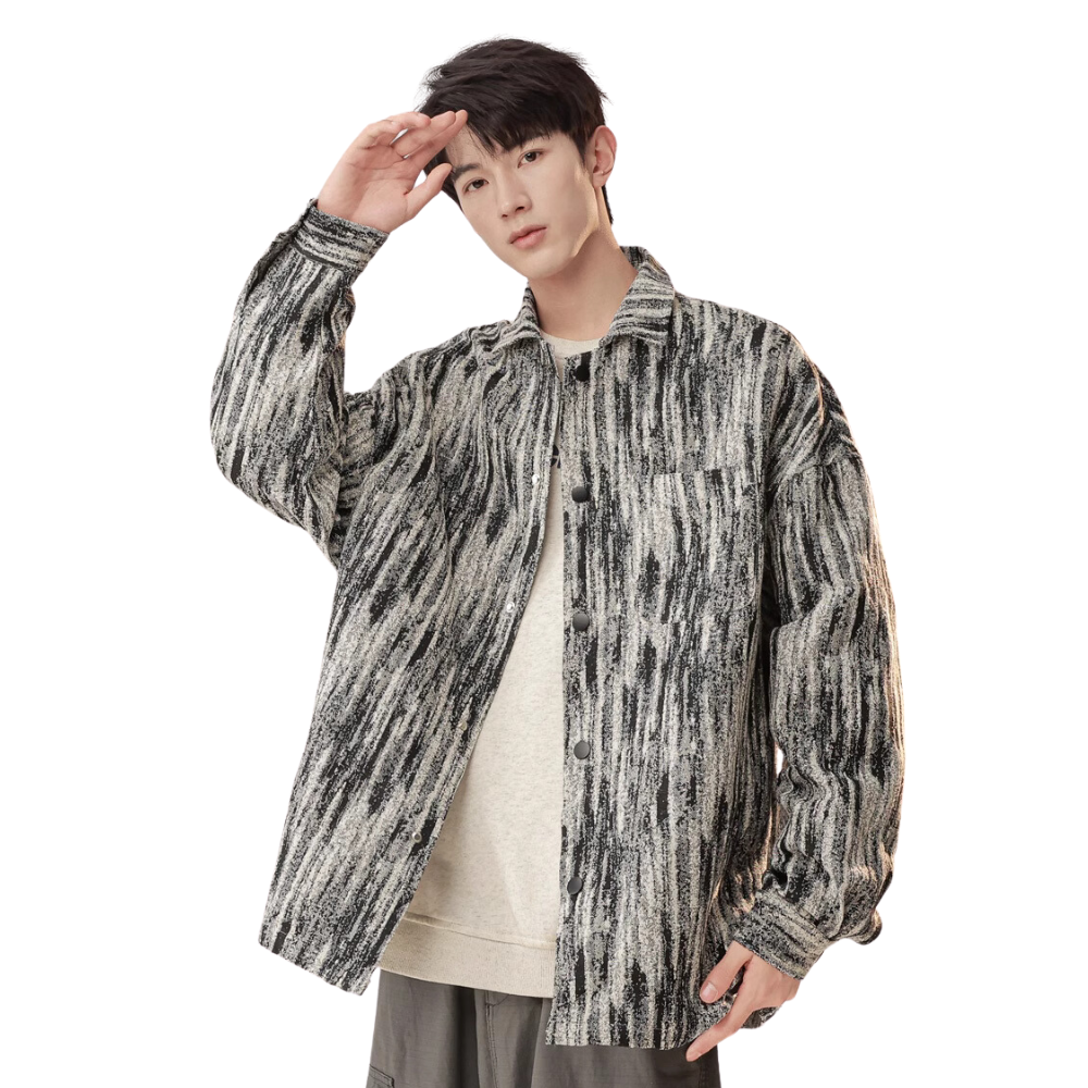 Gradient Textured Tie-Dye Denim Shirt