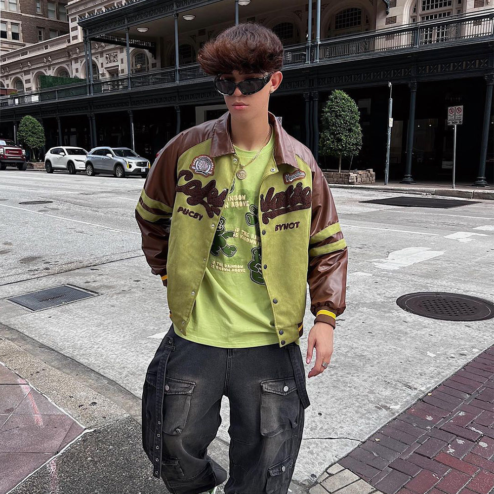 Vintage Towel Embroidered Suede Jacket