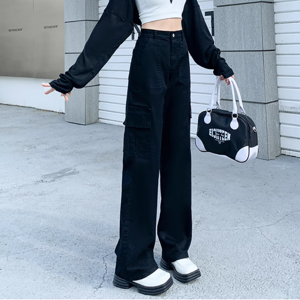 Women's Simple Straight Cargo Pants