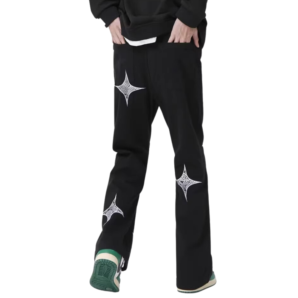 Star Embroidered Solid Jeans