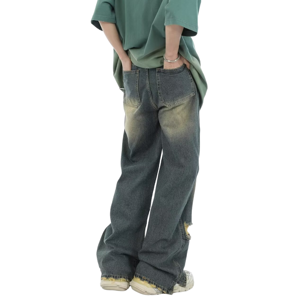 Vintage Artistic Distressed Ripped Jeans