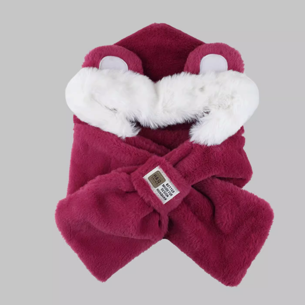 Cute Contrasting Color Bear Scarf