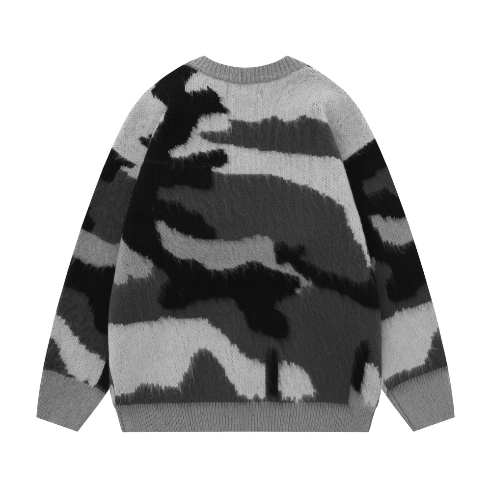 High Street Contrast Color Camouflage Sweater