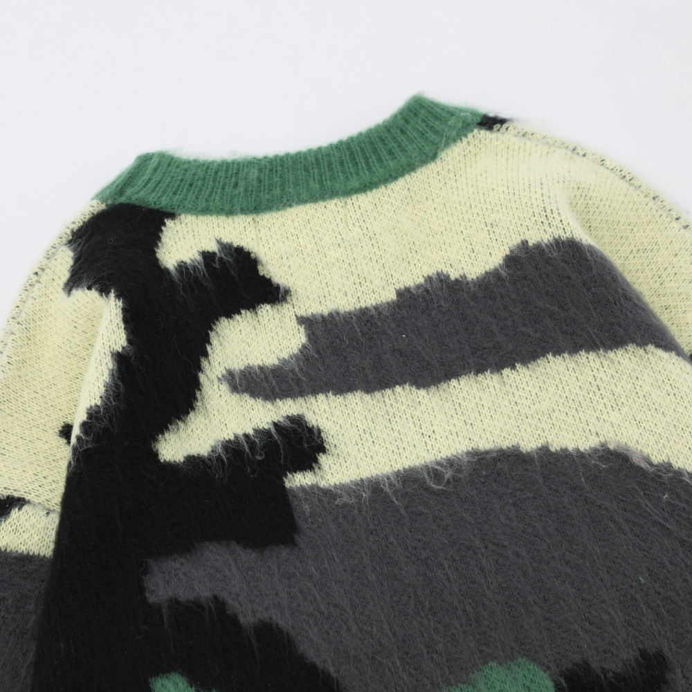 High Street Contrast Color Camouflage Sweater