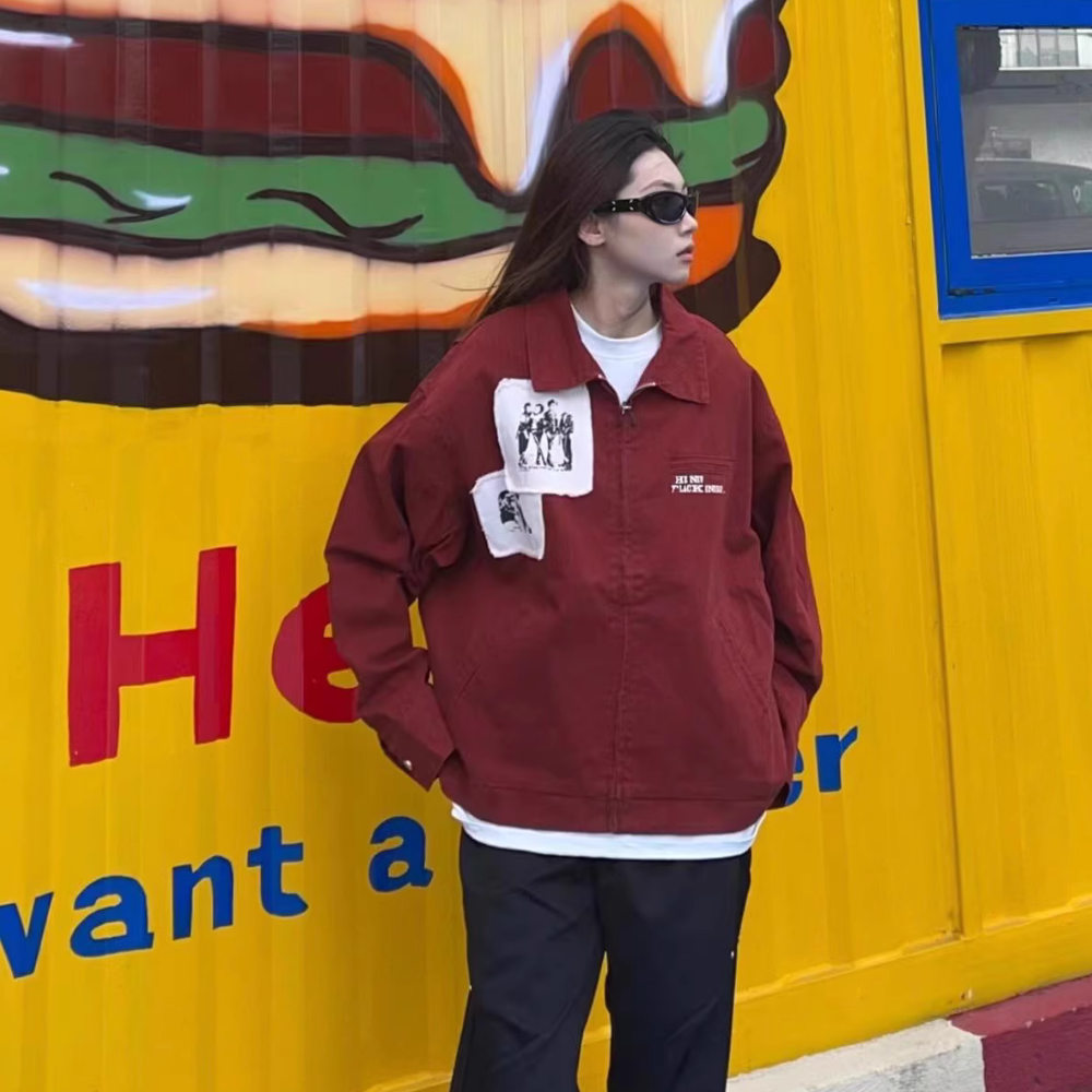 Vintage Streetwear Lapel Patch Jacket