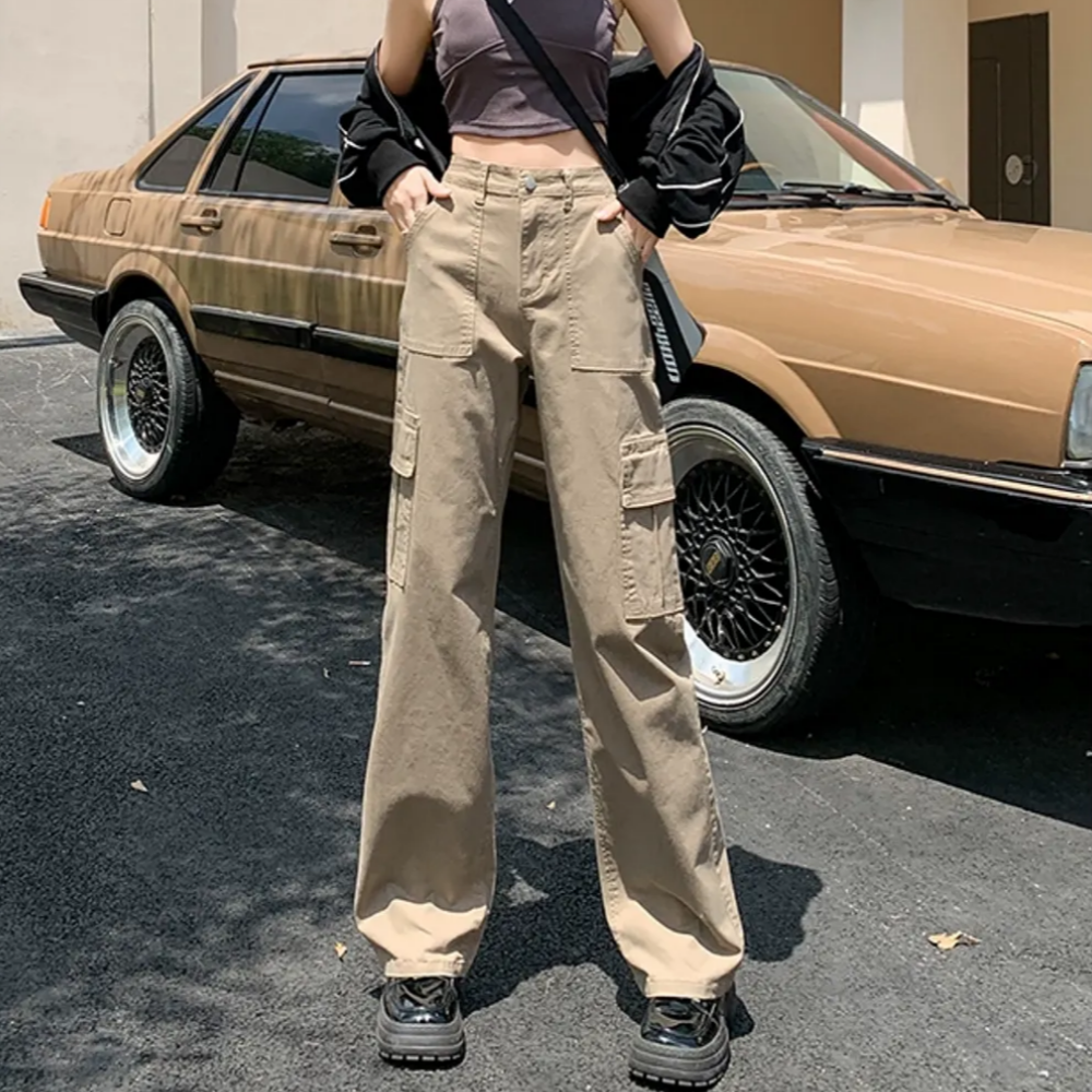 Women's Simple Straight Cargo Pants