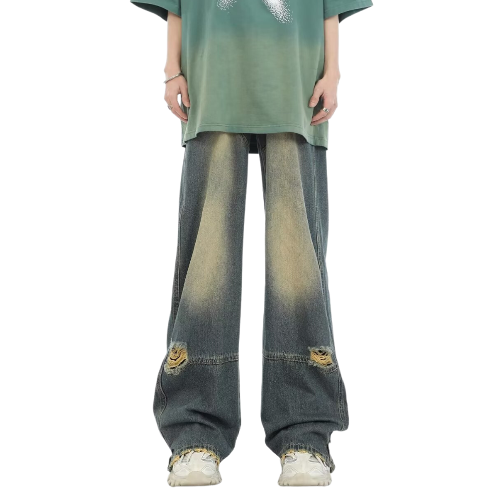 Vintage Artistic Distressed Ripped Jeans